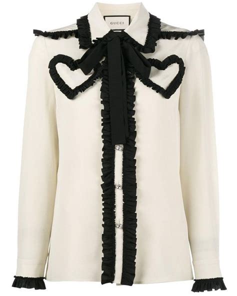 gucci vintage white ruffle blouse runway style|Gucci Vintage 2007 Blouse .